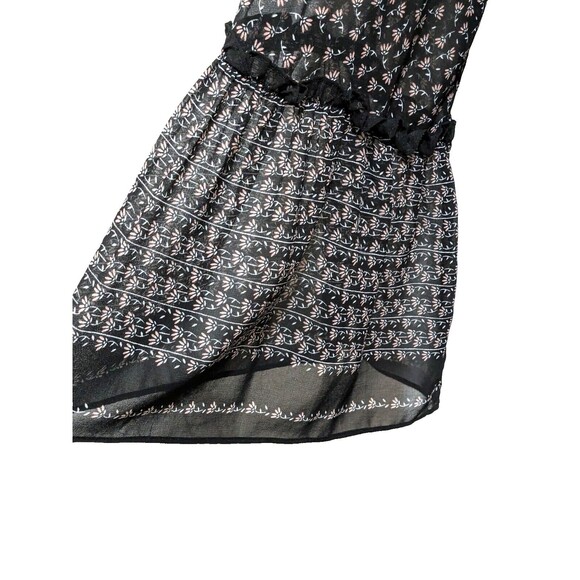 Max Studio Dress L Black Print Scoop  Flared Sleeve Tiered Bohemian Peasant Nice - Picture 10 of 16
